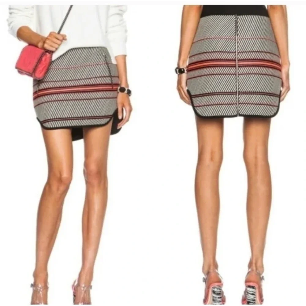 Rag & Bone Skirt Women 4 Black White Bess Miniskirt Striped‎ Geometric Designer